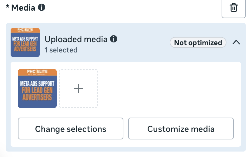 素材区域中的 Customize media 按钮