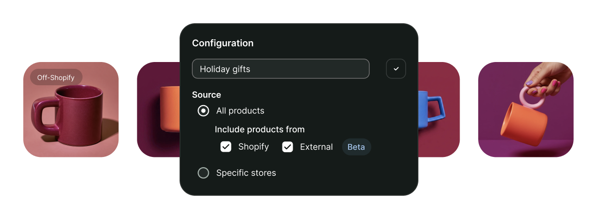 Shopify 官方界面图：Catalog 允许非 Shopify 品牌商品进入目录
