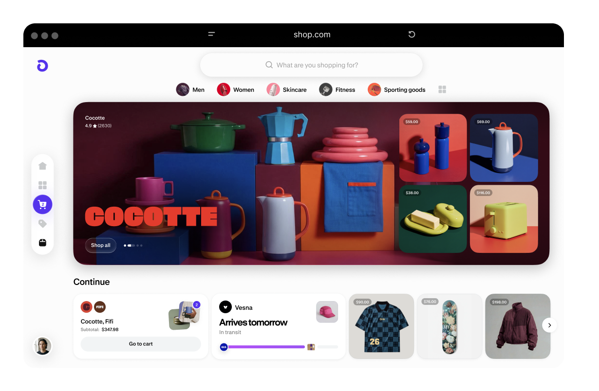 Shopify 官方界面图：Shop.com 的订单追踪页面